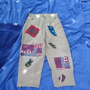 Antique Hobo/Bum Patchwork Beige Pants Halloween Costume